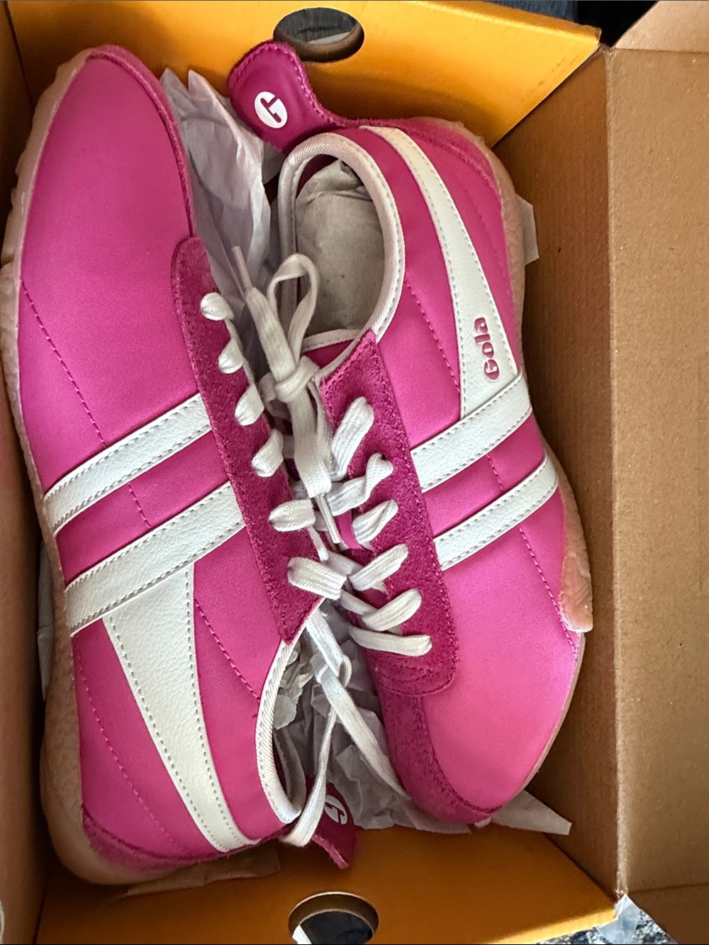 Gola Curve Sneaker-  Women's Hot Pink & White  w/White Stripes NWT Sneakers - Picture 9 of 9